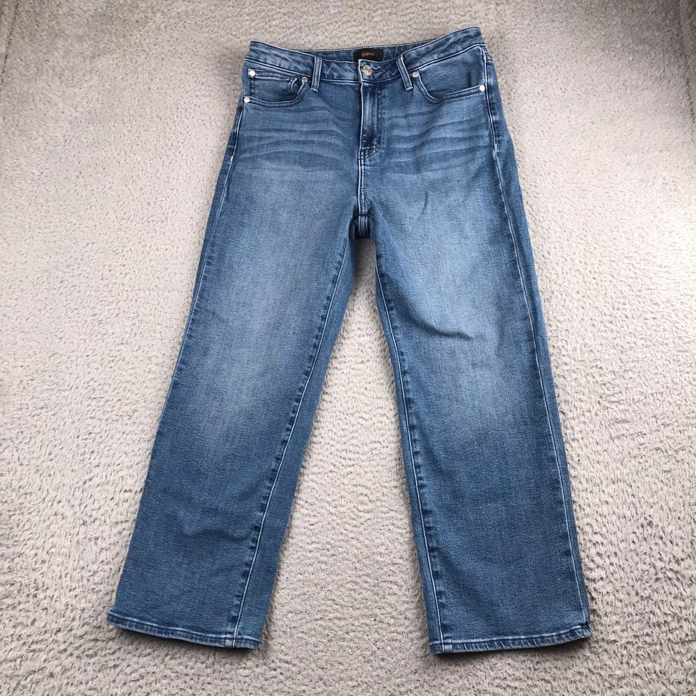 Quince Jeans Women 30 (30x25) Blue Organic Cotton High Rise Straight Crop Denim